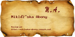 Miklóska Abony névjegykártya